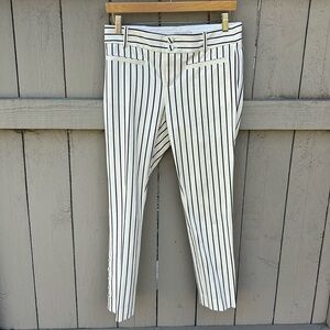 by Anthropologie The Essential Slim White With Blue Stripes Pants Nautical Sz 4